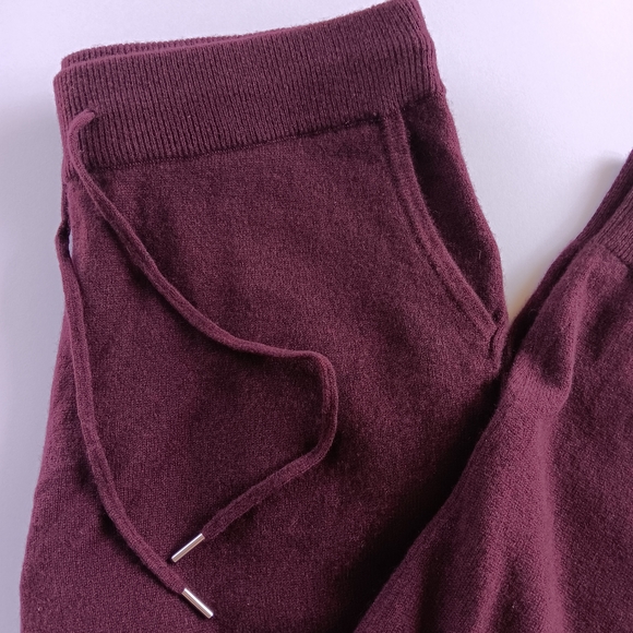 Quince Burgundy Maroon Mongolian Cashmere Jogger Sweatpants - Picture 6 of 12